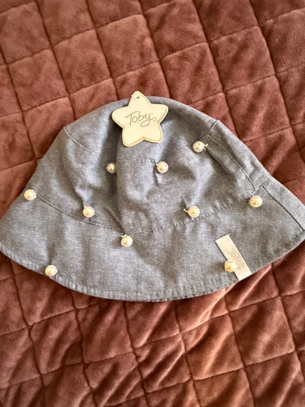 NWT Toddler Toby Kids Gray Pearl-Accent Bucket Hat